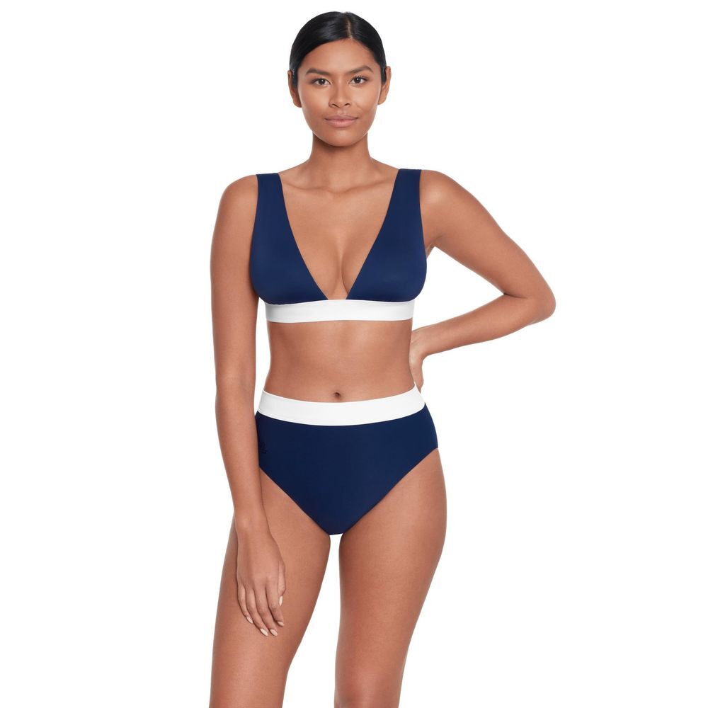 Lauren Ralph Lauren Bel Air Banded High Waist Bikini Bottom Blue 14